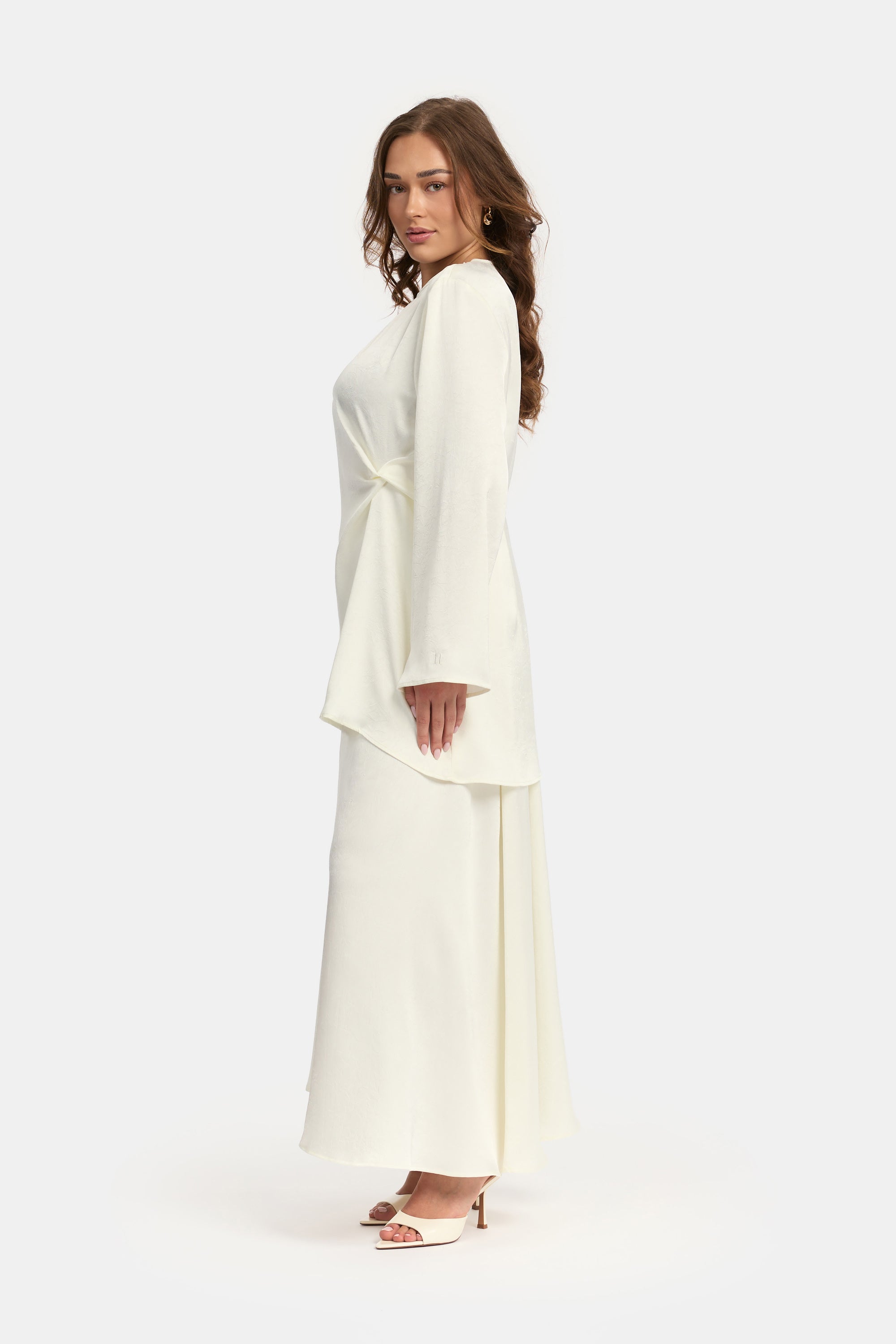 Textured Satin Knot Set - Off White