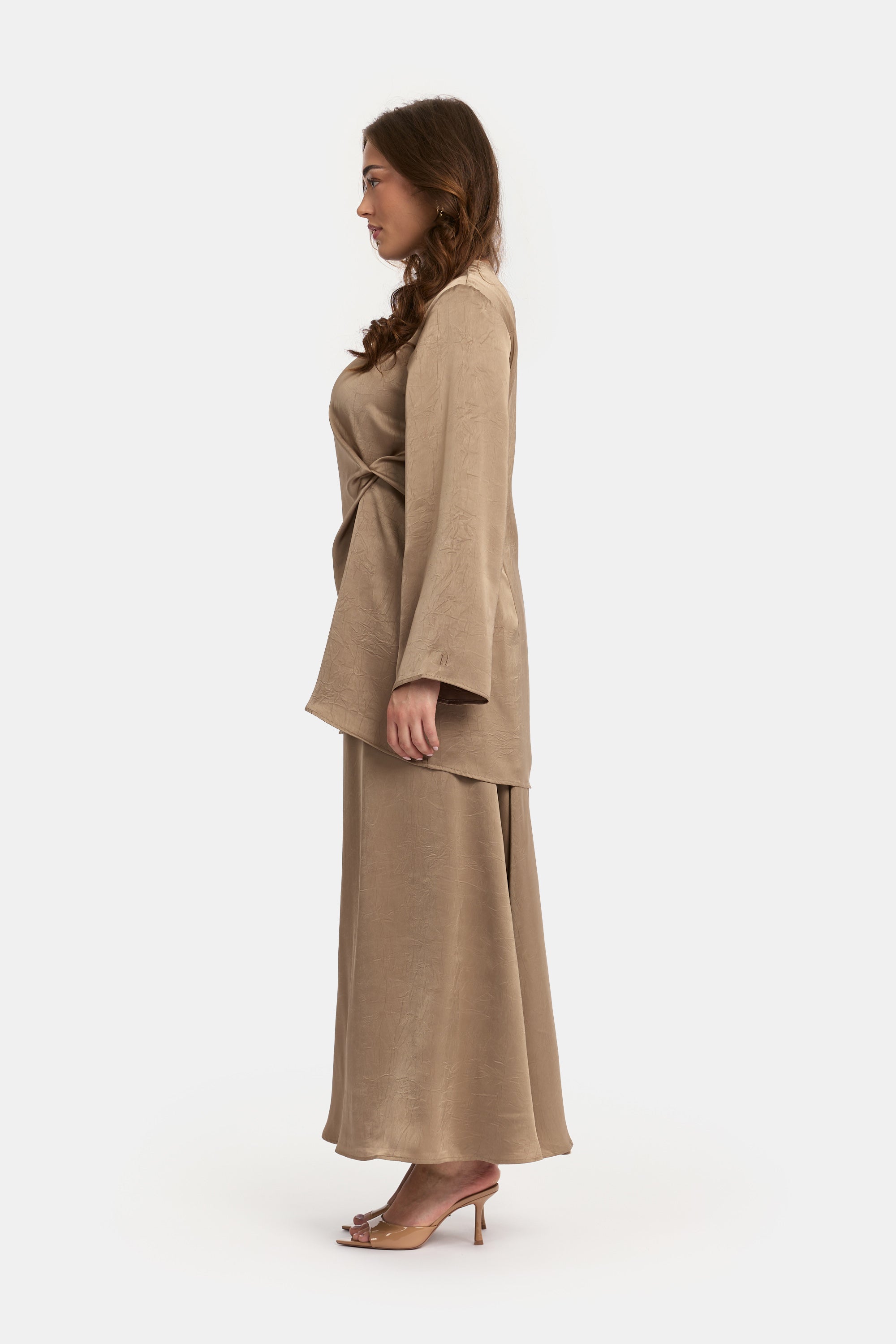 Textured Satin Knot Set - Taupe