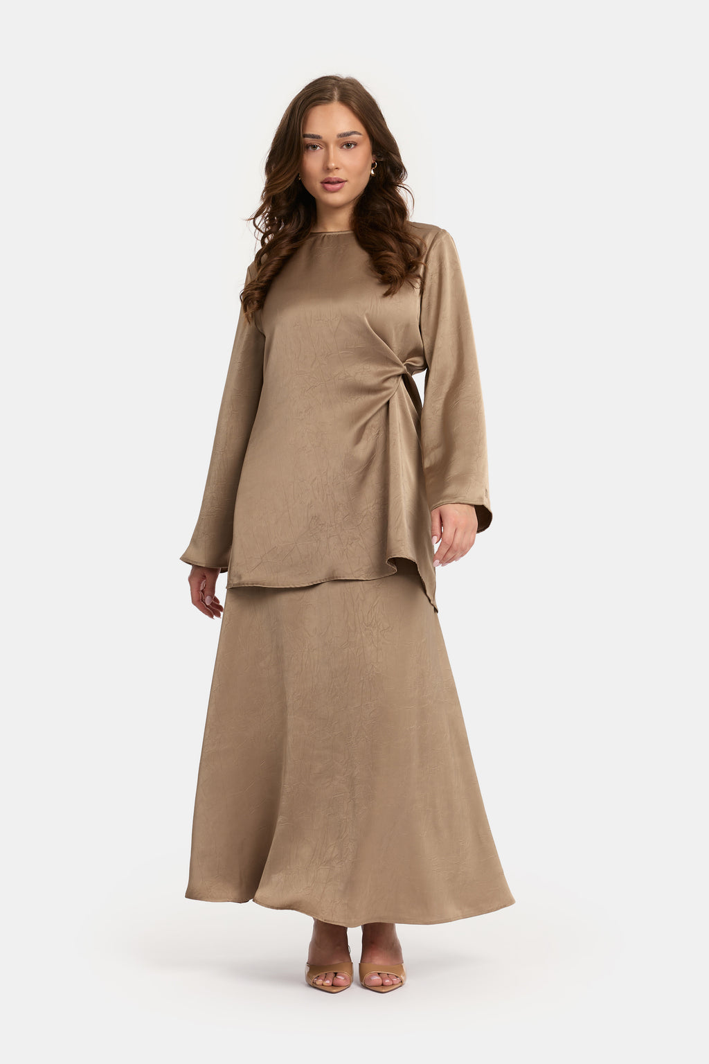 Textured Satin Knot Set - Taupe