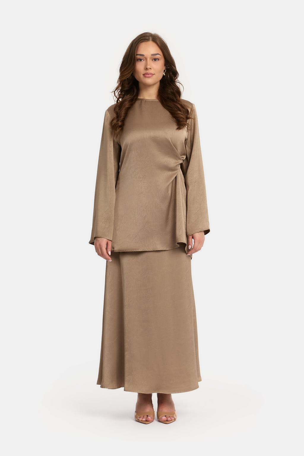 Textured Satin Knot Set - Taupe