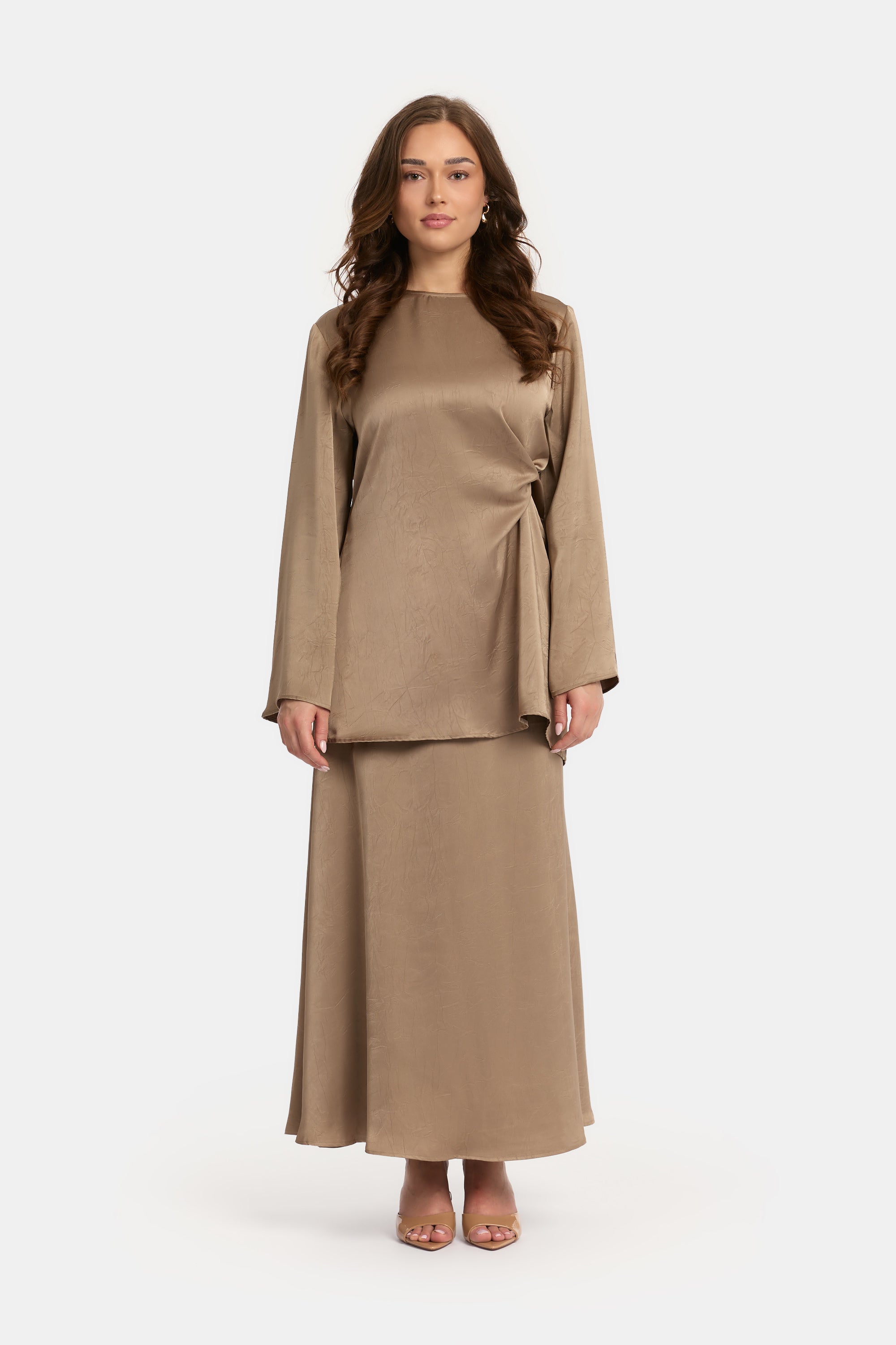 Textured Satin Knot Set - Taupe